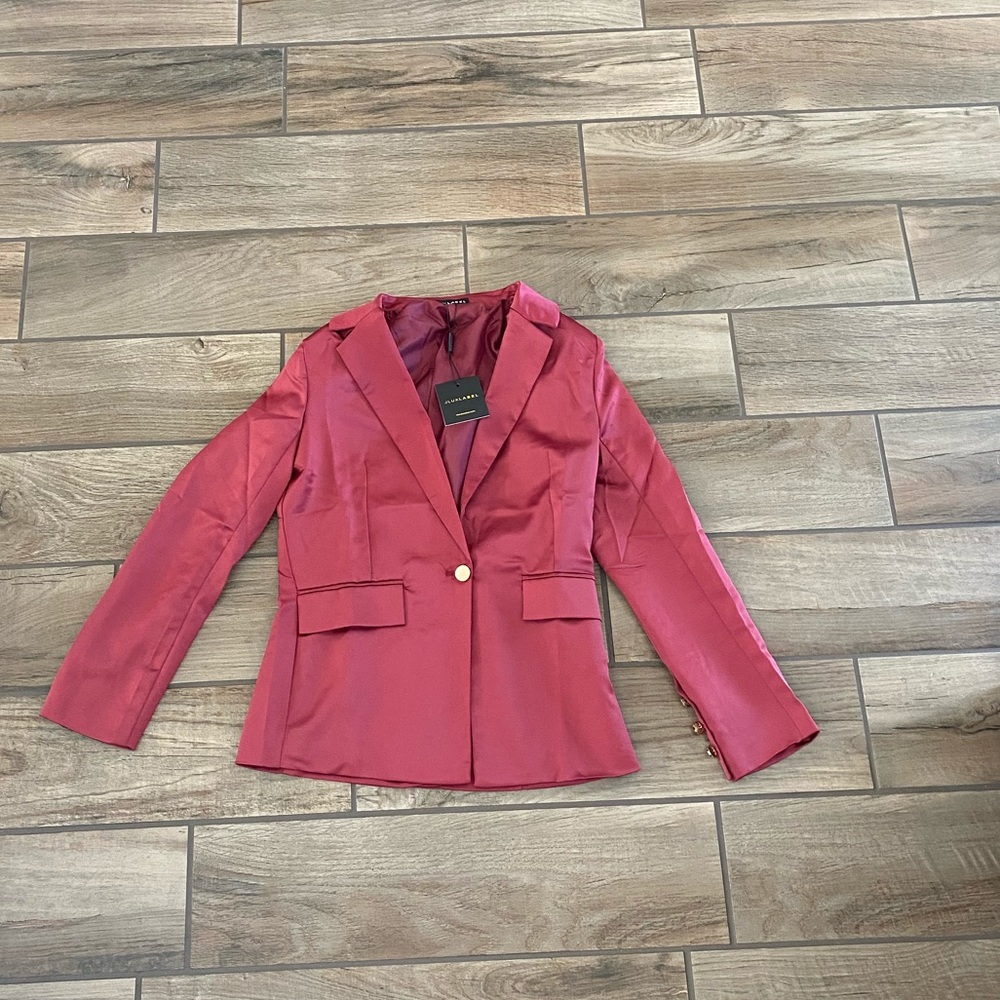 JLux Label Maroon Silk Jacket, Tags On, Never Worn
